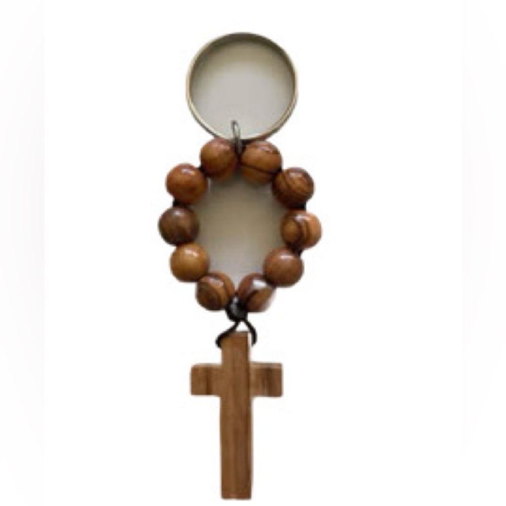 Olive Wood Rosary Key Chain